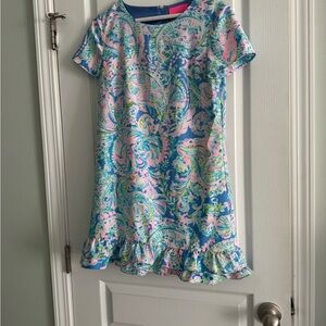 Lilly Pulitzer Blue and Pink Ruffled Sundress